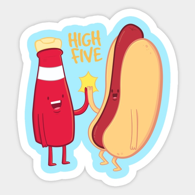 Ketchup & Hot Dog High Five Sticker by Digster